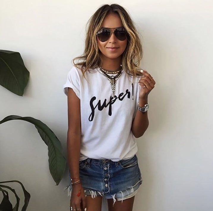 Summer Style Mascara Red Lip Pattern Printed Short Sleeve T-shirts