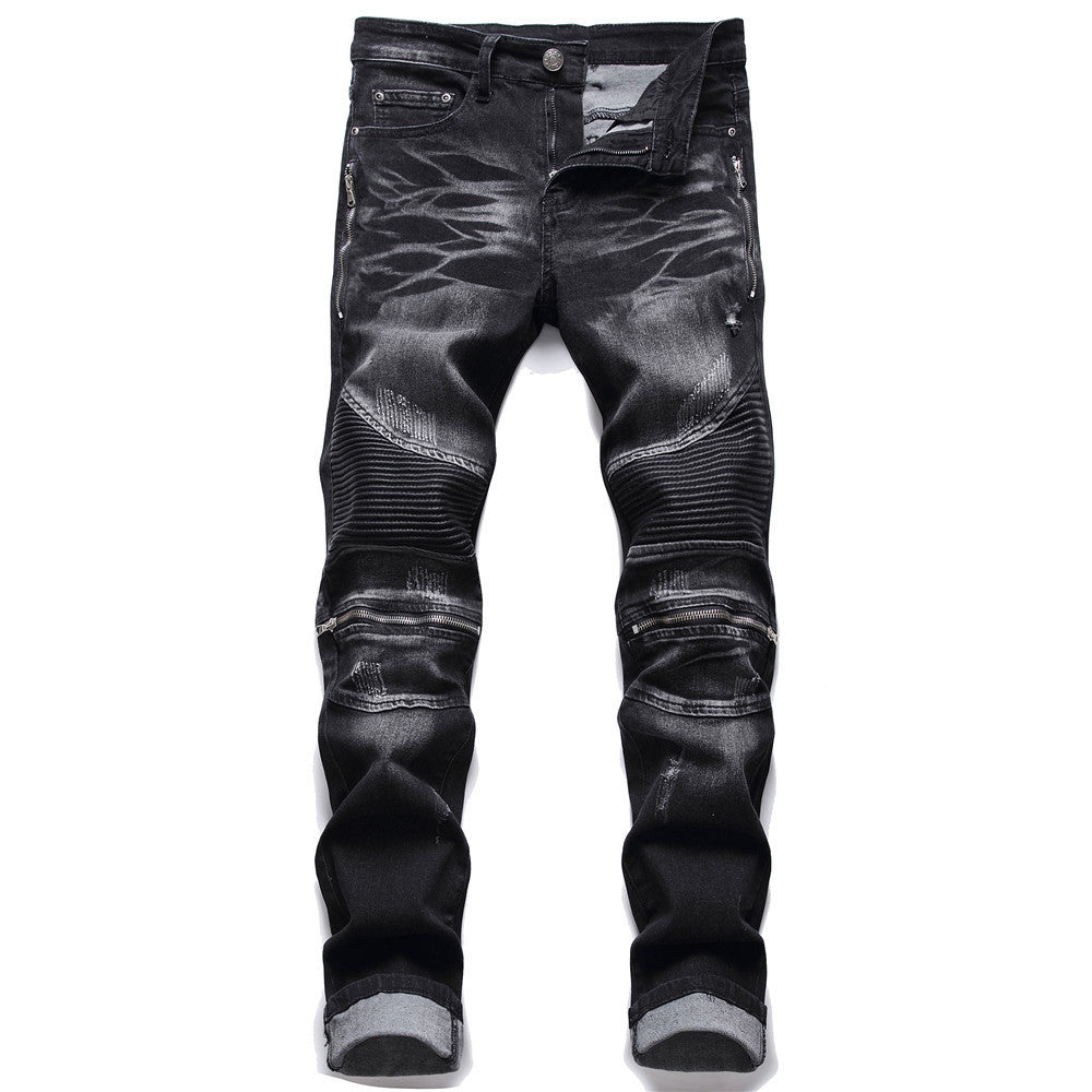 Men's Motorcycle Zipper Oversized Jeans