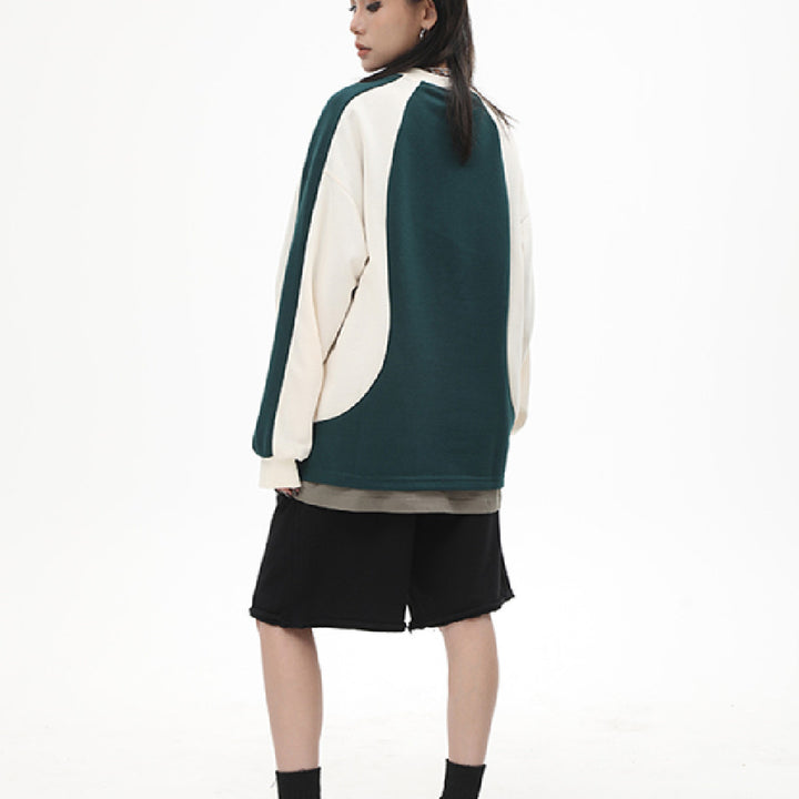 Slim Panel Loose Round Neck Sweater