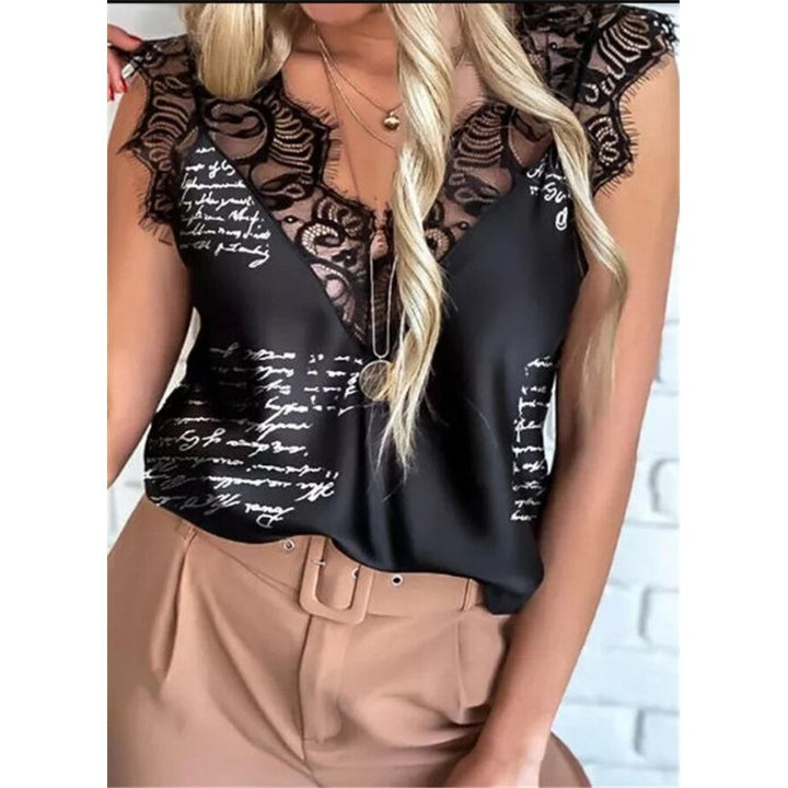 New Lace Print Top Camisole V-neck Bottoming Shirt