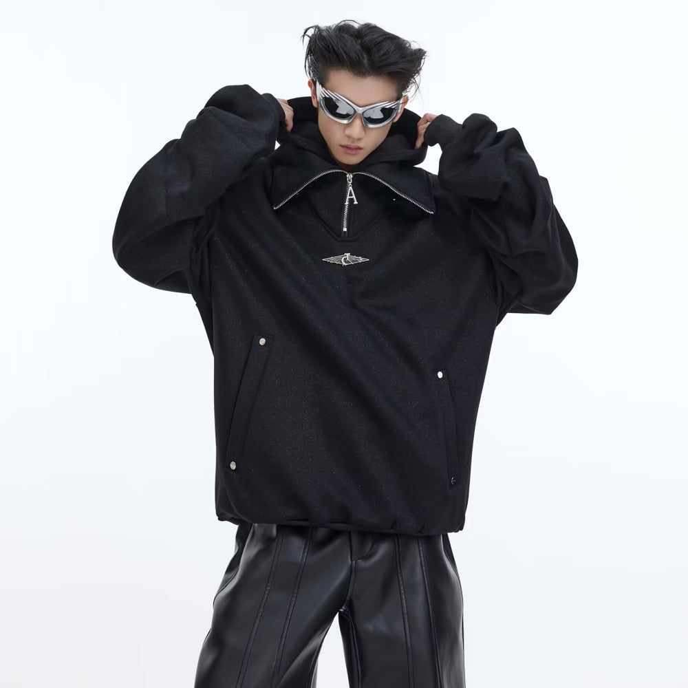 Double Layered Collar Plush Hoodie