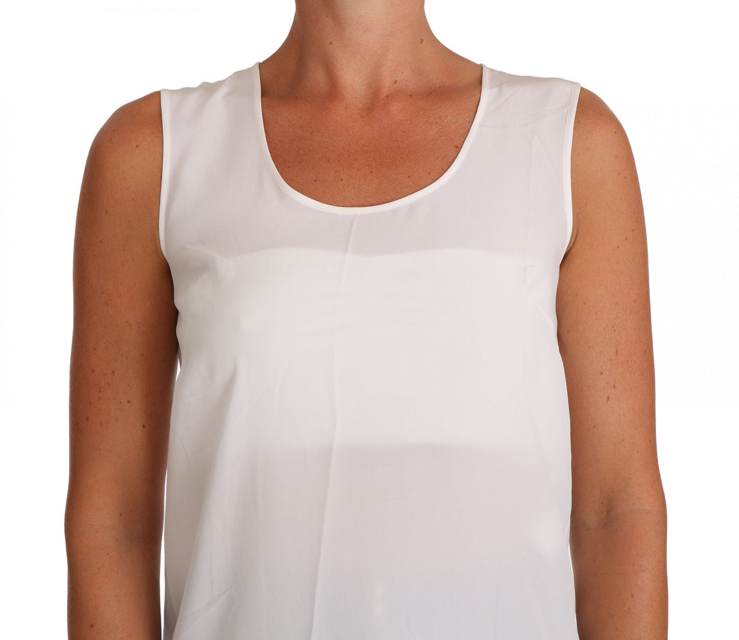 Dolce & Gabbana Elegant Sleeveless White Silk Blouse Top