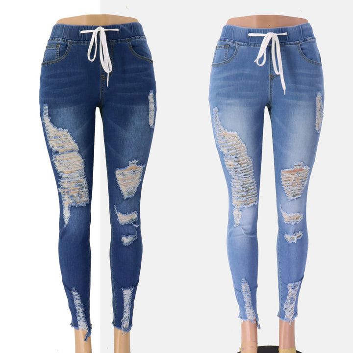 Ripped high-rise jeans