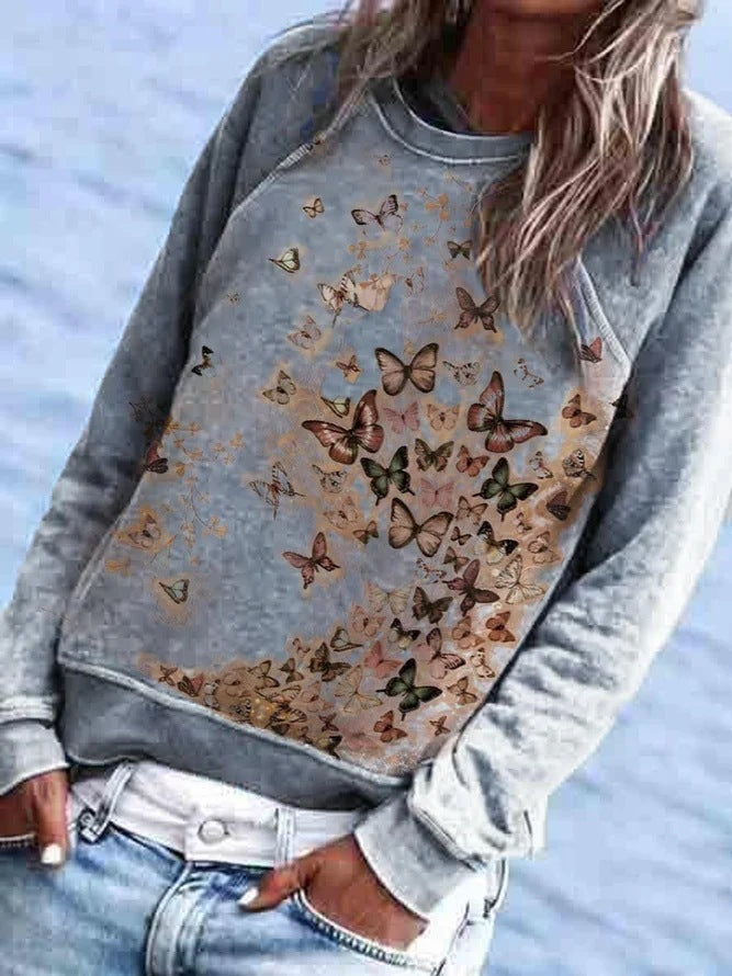 Printed long-sleeved sweatshirt