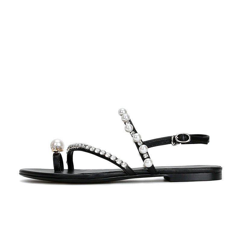 Rhinestone Flat Sandals - Women's Thong Sandals - Shop Swazeyfit