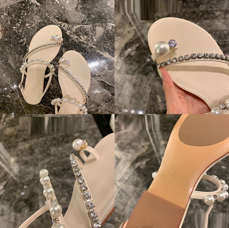 Rhinestone Flat Sandals - Women's Thong Sandals - Shop Swazeyfit