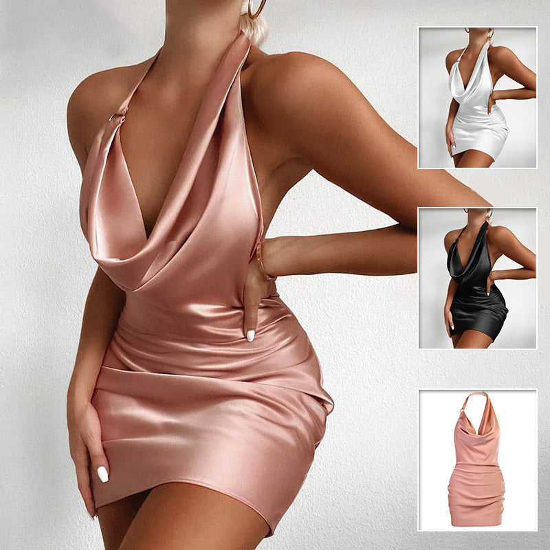 Satin Summer Dress - Backless Mini Dress - Shop Swazeyfit