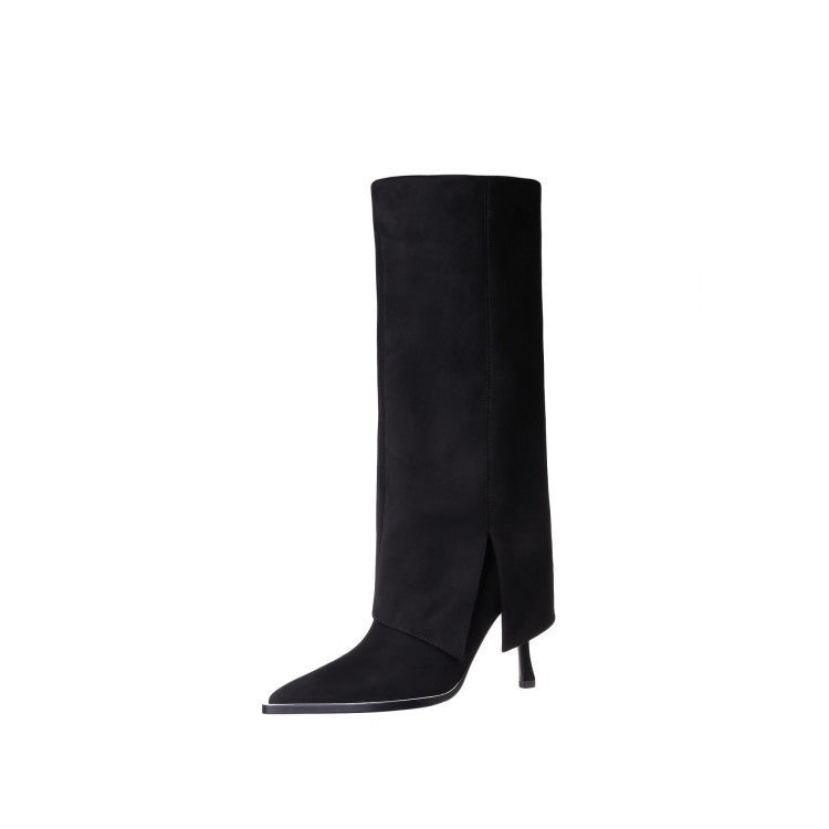 Women's Pointed Side Zipper High Stiletto Boots