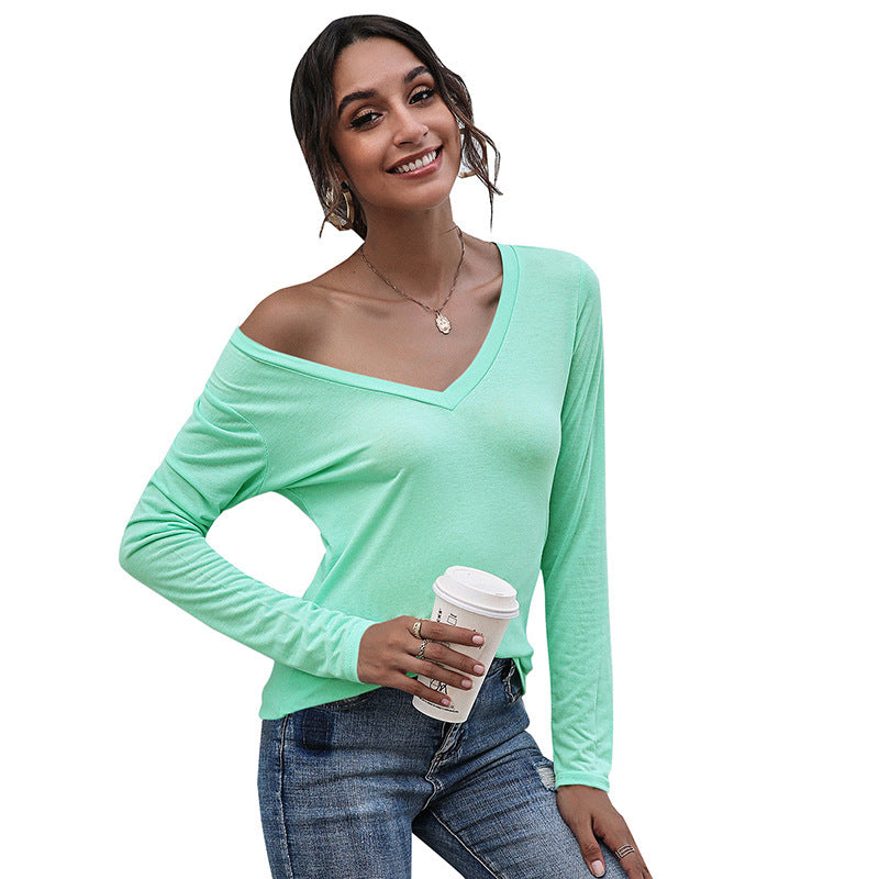 Autumn And Winter V-neck Fashion Bottoming Shirt Loose Top