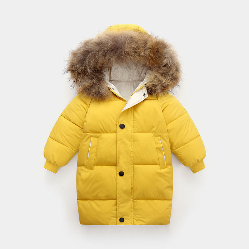 Big Fur Collar Mid-length Medium And Large Children's Clothing Thick Winter Wear Coat