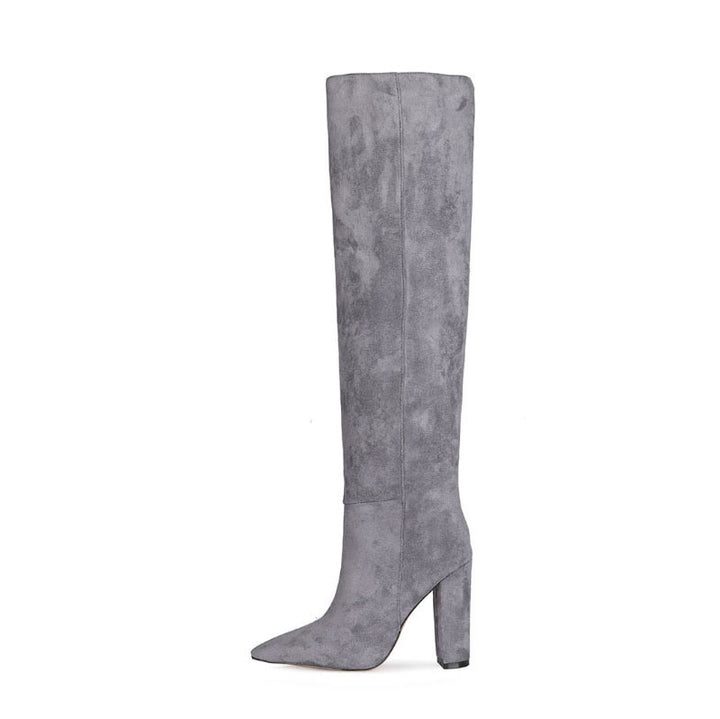 Women's Matte Over The Knee Thick Heel High-heeled Pleated Boots