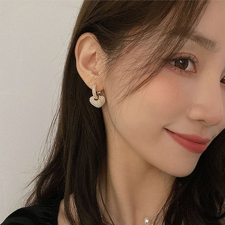 Pearl Heart Earrings - Dongdaemun Earrings - Shop Swazeyfit