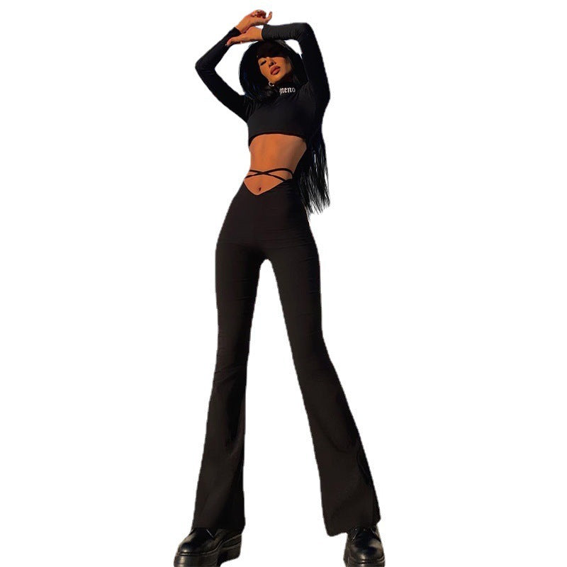 V Waist Cropped Pants - Cross Strap Pants - Shop Swazeyfit