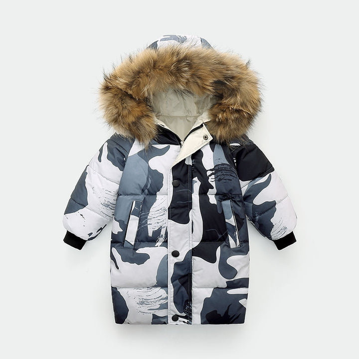 Big Fur Collar Mid-length Medium And Large Children's Clothing Thick Winter Wear Coat