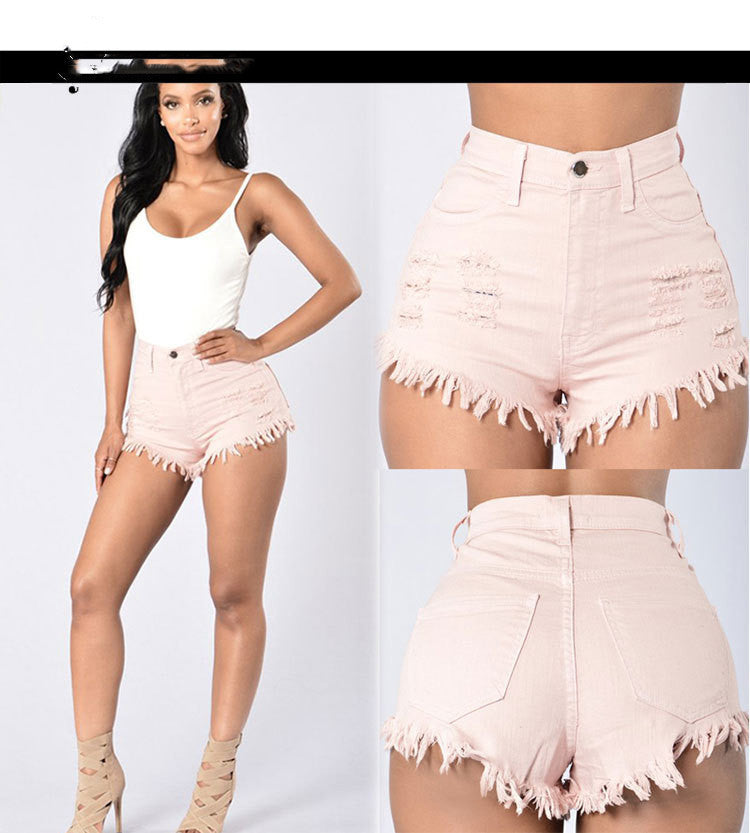 Stretch Sexy Frayed Denim Shorts Women's Hot Pants