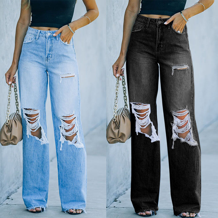 Women's Jeans Ripped Wide Leg Pants