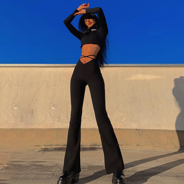 V Waist Cropped Pants - Cross Strap Pants - Shop Swazeyfit