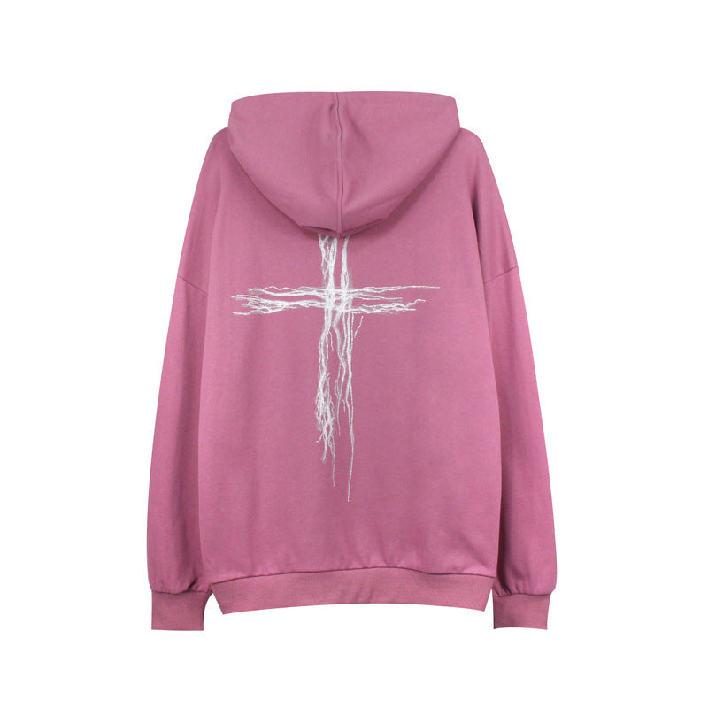 Men's Rhinestone Hoodie - Stylish Cross Print - Shop Swazeyfit