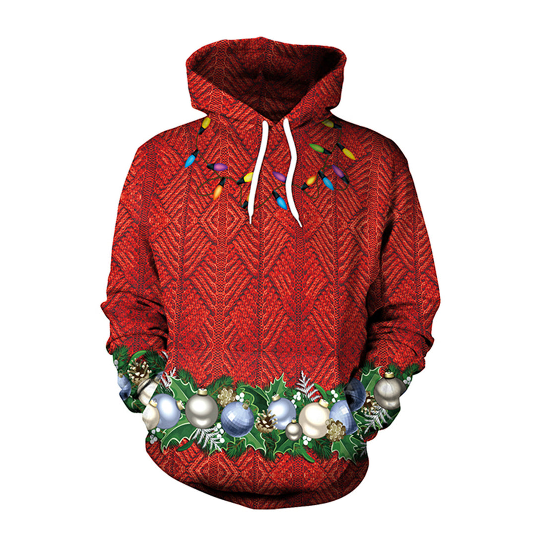 Ugly Christmas Women's Loose Versatile Hooded Creative Digital Printed Sweater Performance Dress