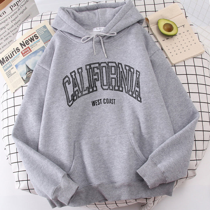 Couples European And American Solid Color Letter Print Sports Hoodie