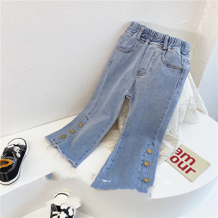 Spring New Children''s Wear Slim Bell Bottomed Trousers Baby Slim Elastic Pants