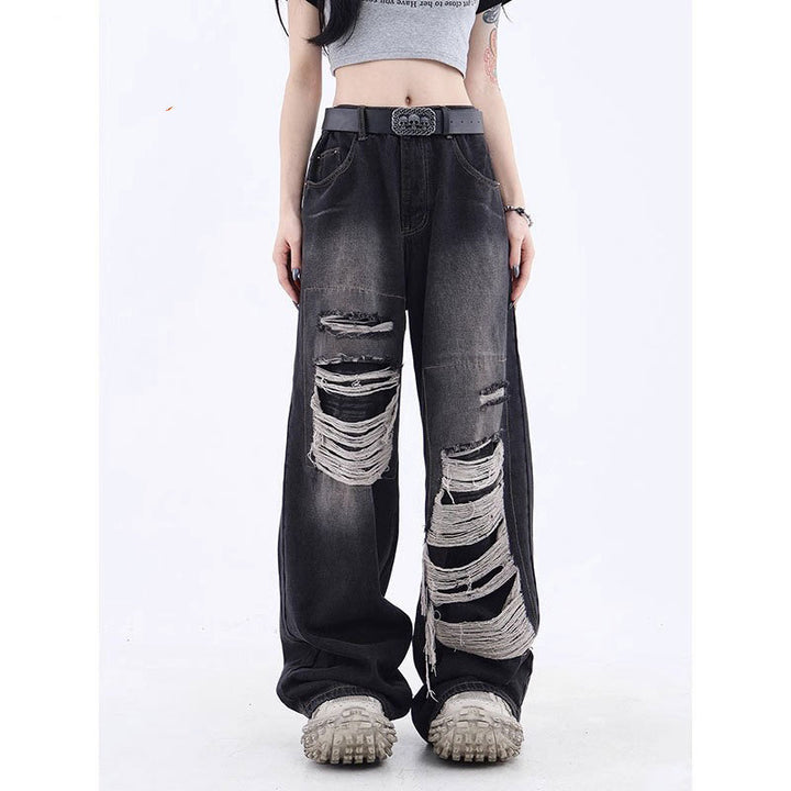 Women's American High Street Niche Design Ripped Jeans