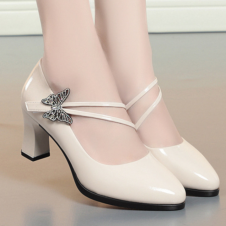 Women's Shoes Soft Leather Soft Bottom High Heels Fashionable And Elegant