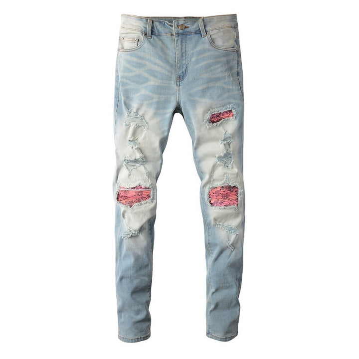 Jeans Men's High Street Paisley Light Color