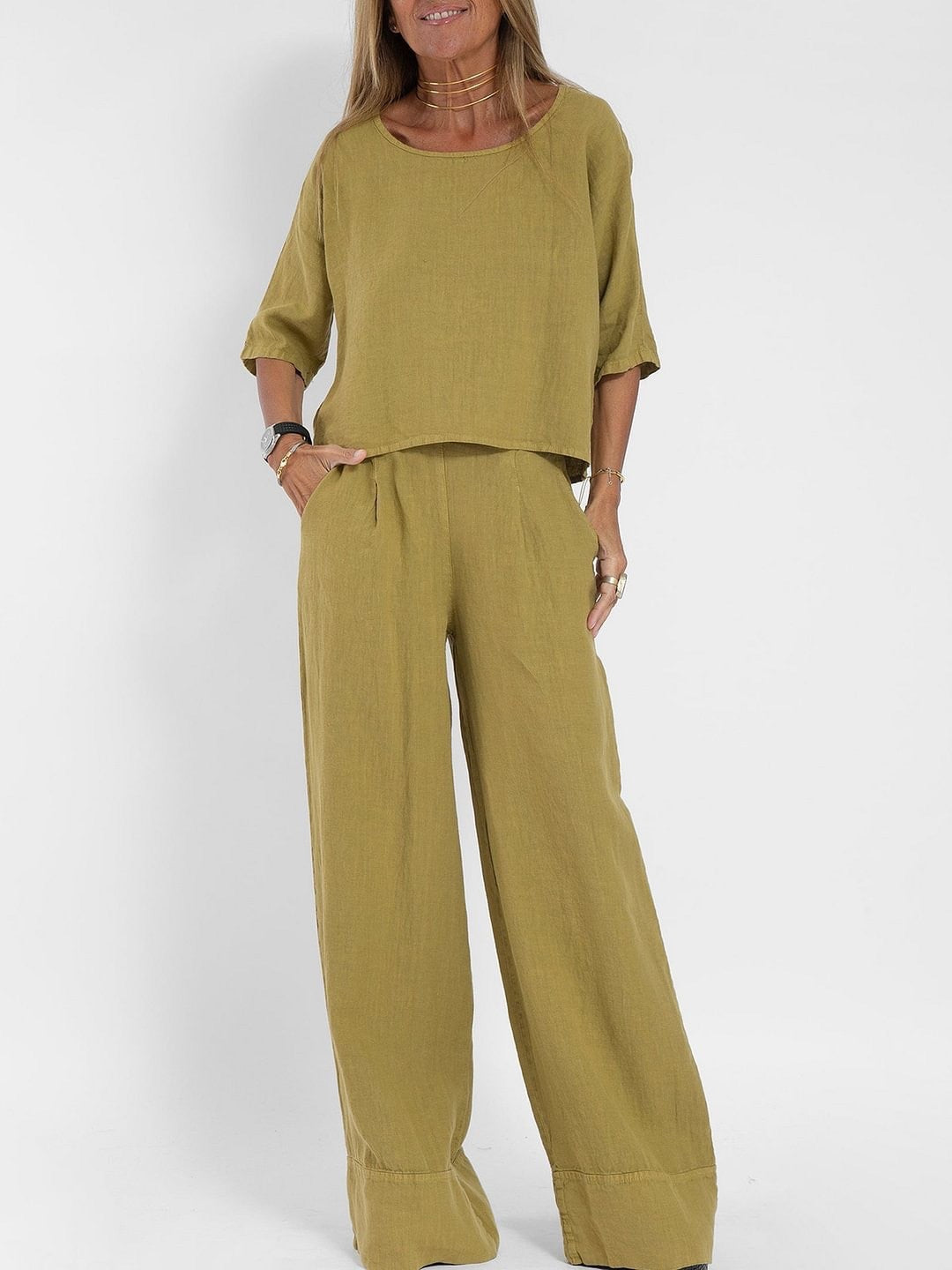 Casual Cropped Pants - Women's Linen Suit - Shop Swazeyfit