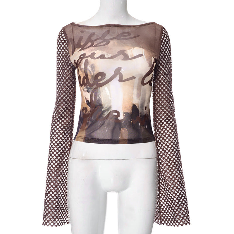 Fishnet Hollow out Top - Sexy Printed Top - Shop Swazeyfit