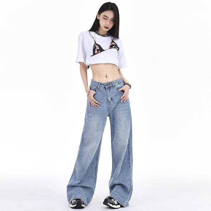 Wash Loose Slimming Drooping Straight Low Waist Mop Pants