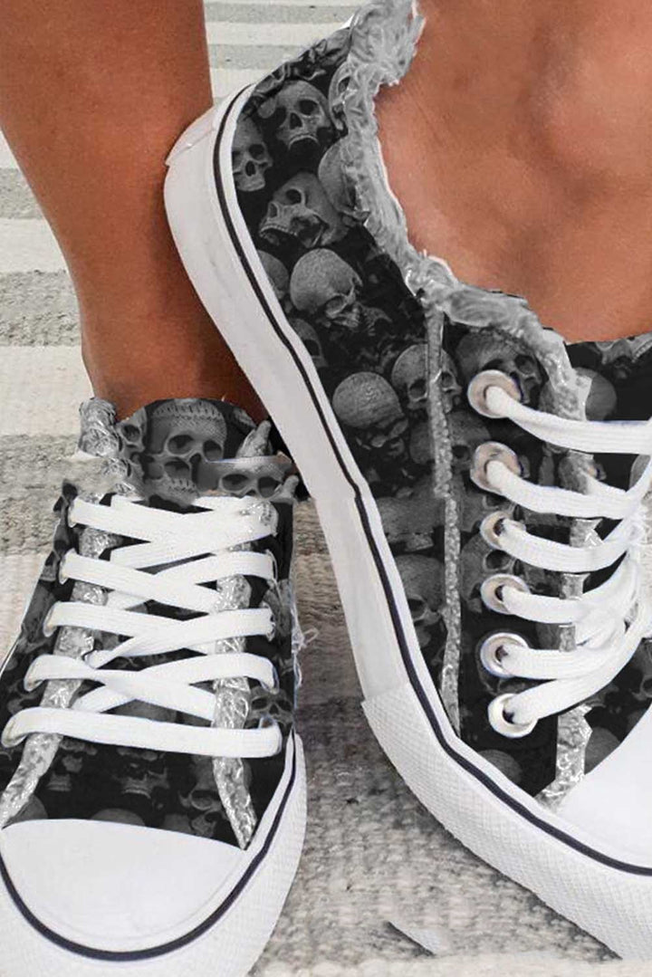 Skull Trend Low-top Shoes Female Casual Flat Heel Round Head