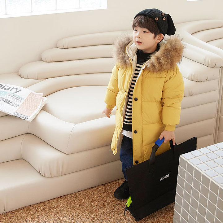 Big Fur Collar Mid-length Medium And Large Children's Clothing Thick Winter Wear Coat