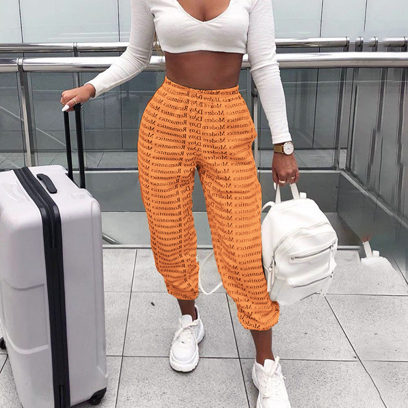 Wide Leg Tie-Up Pants - Letter Print Pants - Shop Swazeyfit