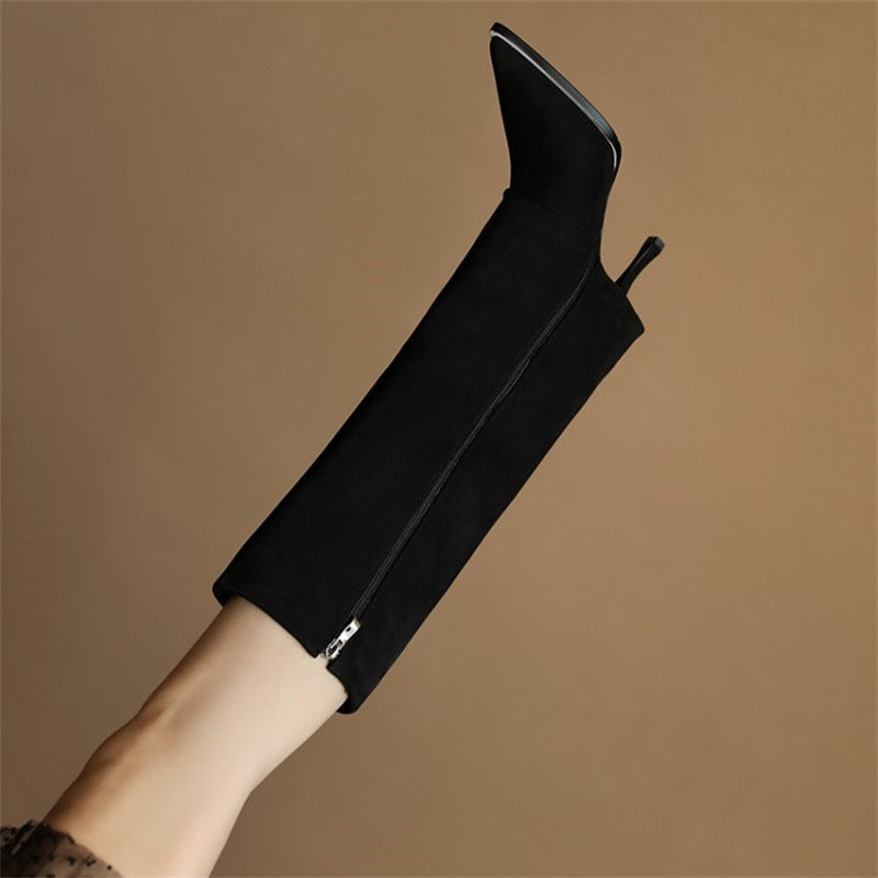 Women's Pointed Side Zipper High Stiletto Boots