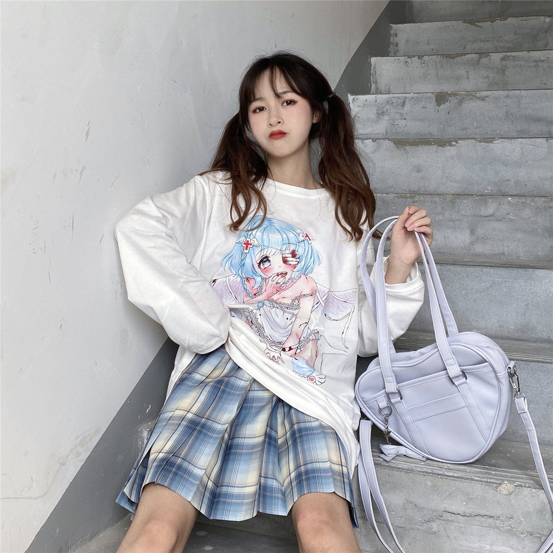 Women's Anime Long Sleeve Round Neck T-shirt