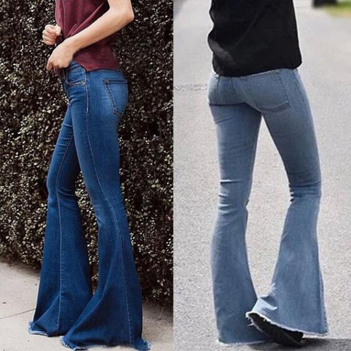 Women's Fashion Slim Fit Tassel Flared Jeans