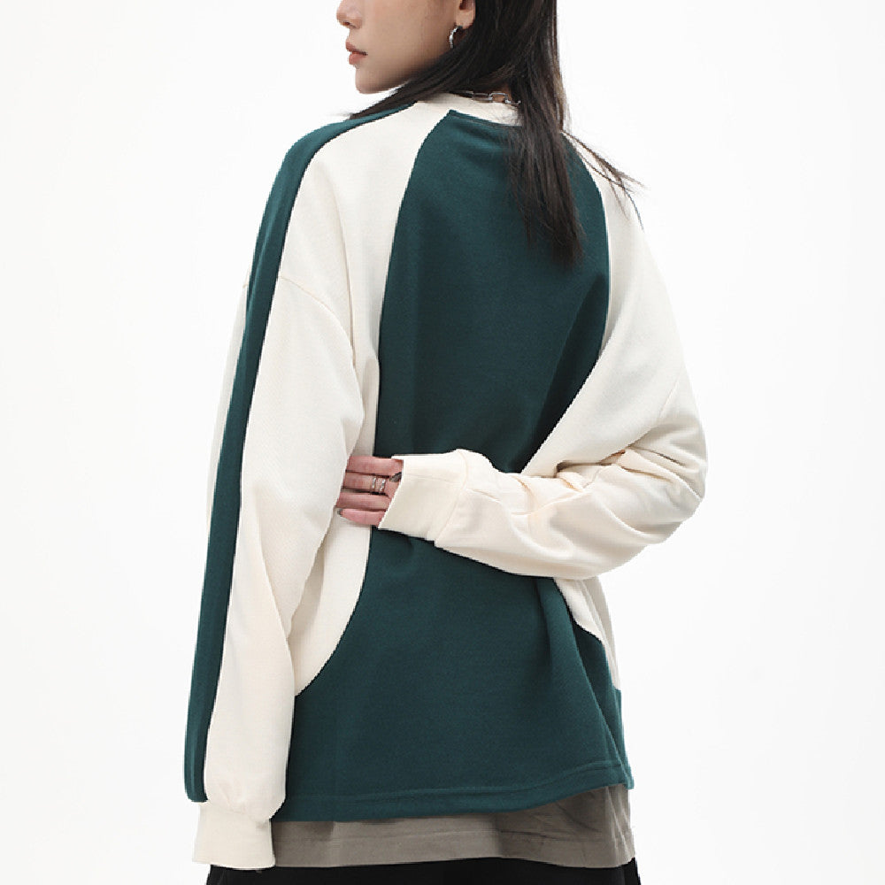 Slim Panel Loose Round Neck Sweater