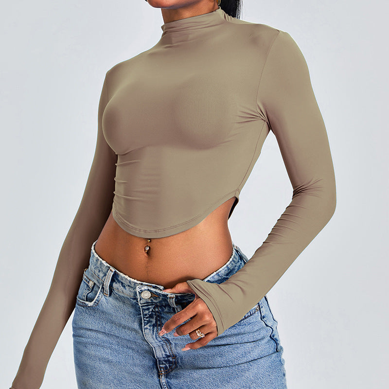 Women's Half Turtleneck Sports Top T-shirt