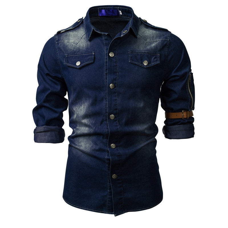 Washed Denim Shirt - Long Sleeve Casual Wear - Shop Swazeyfit