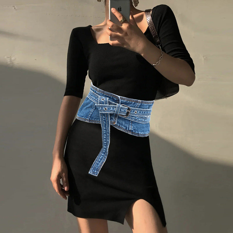 Fashion Decorative Shirt Denim Waist Girdle Women