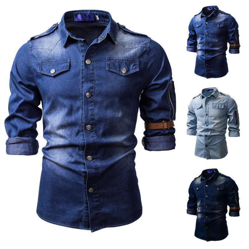 Washed Denim Shirt - Long Sleeve Casual Wear - Shop Swazeyfit