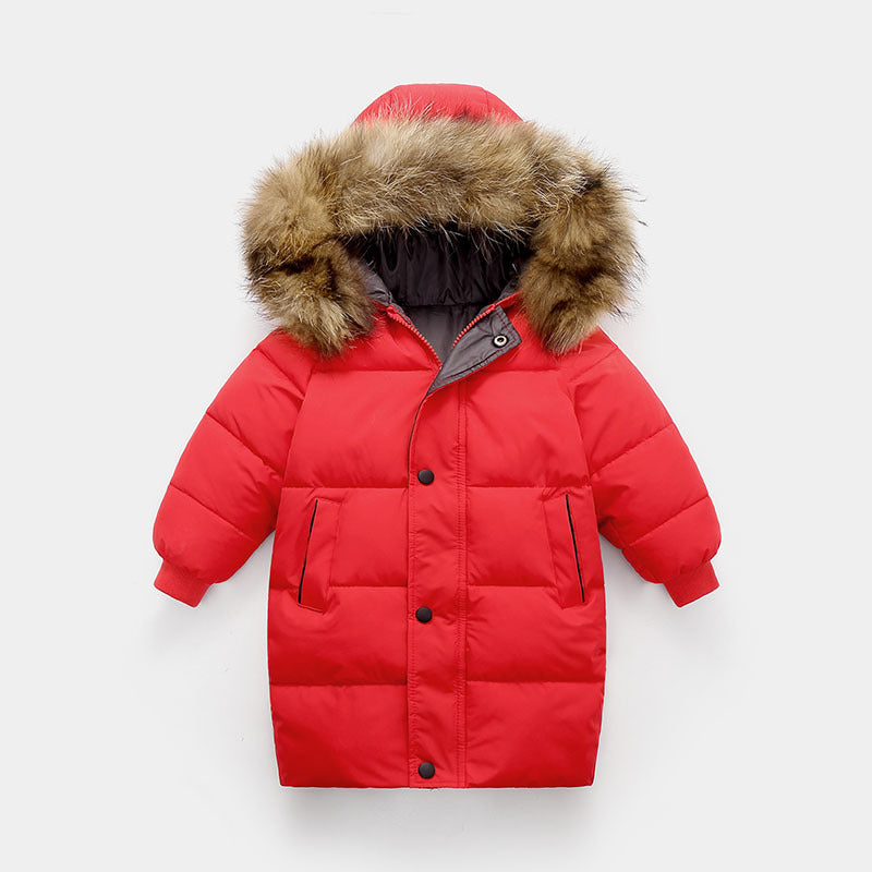 Big Fur Collar Mid-length Medium And Large Children's Clothing Thick Winter Wear Coat