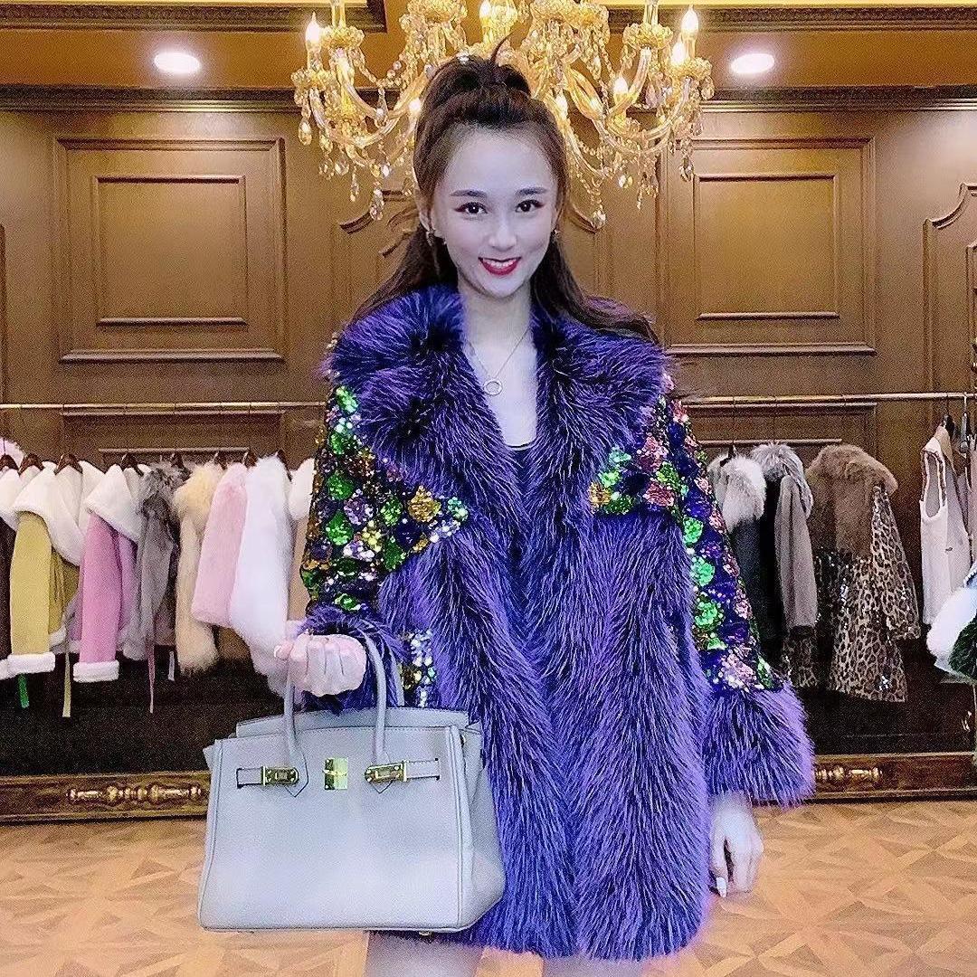 Goddess Color Big Fur Collar Faux Fur Winter Cotton Padded Clothes