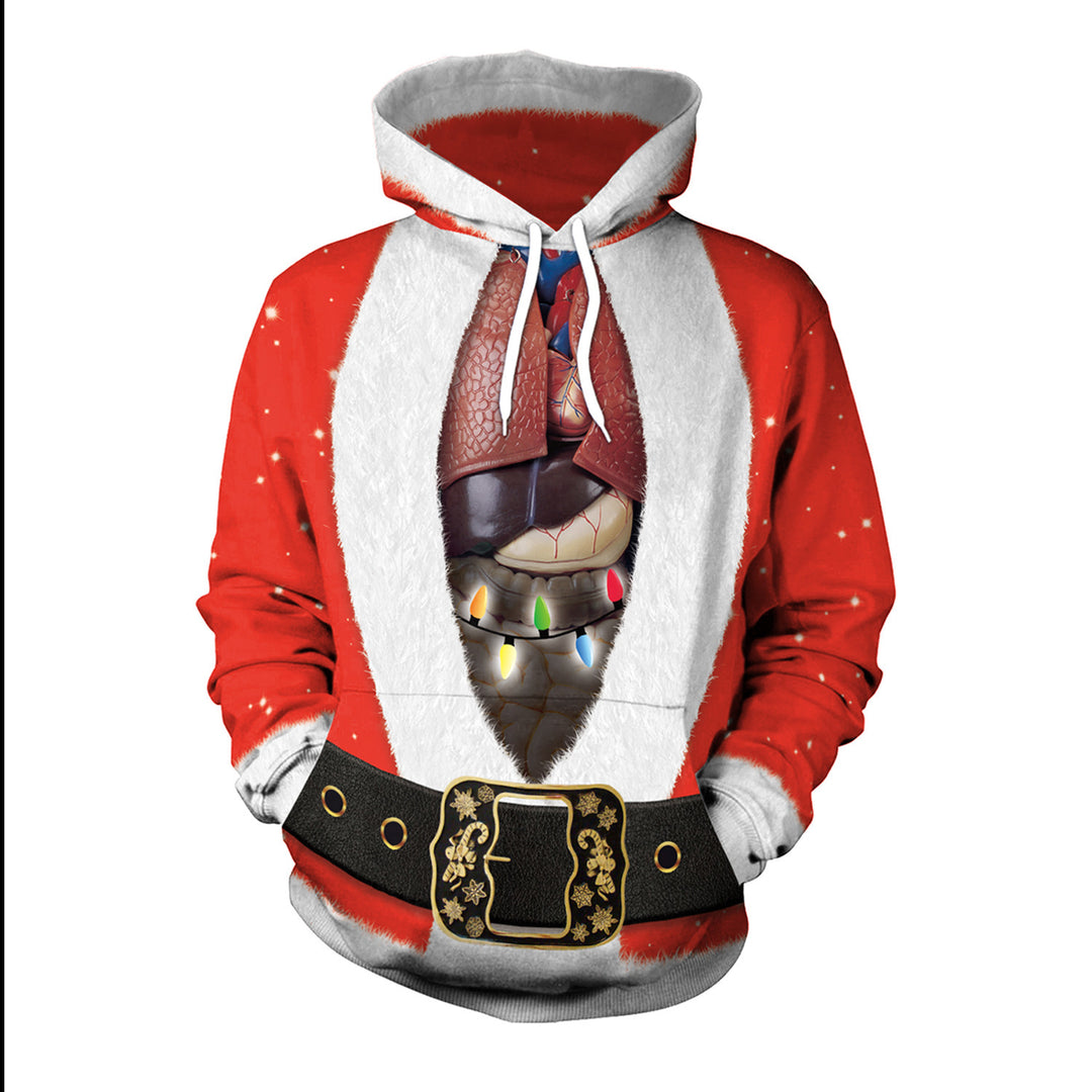 Ugly Christmas Women's Loose Versatile Hooded Creative Digital Printed Sweater Performance Dress