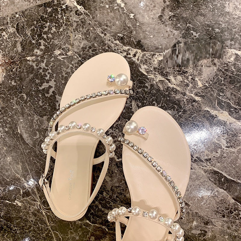 Rhinestone Flat Sandals - Women's Thong Sandals - Shop Swazeyfit