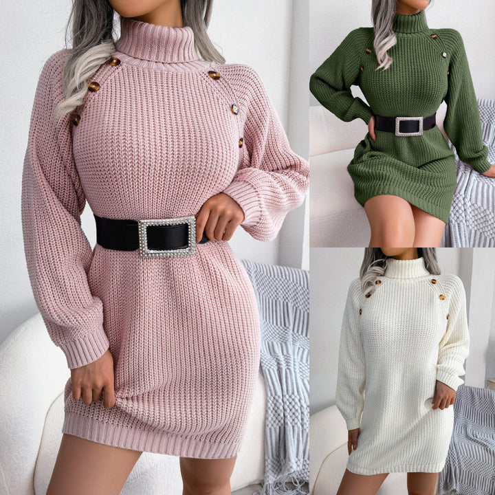 Winter Sweater Dress - Turtleneck Long Dress - Shop Swazeyfit