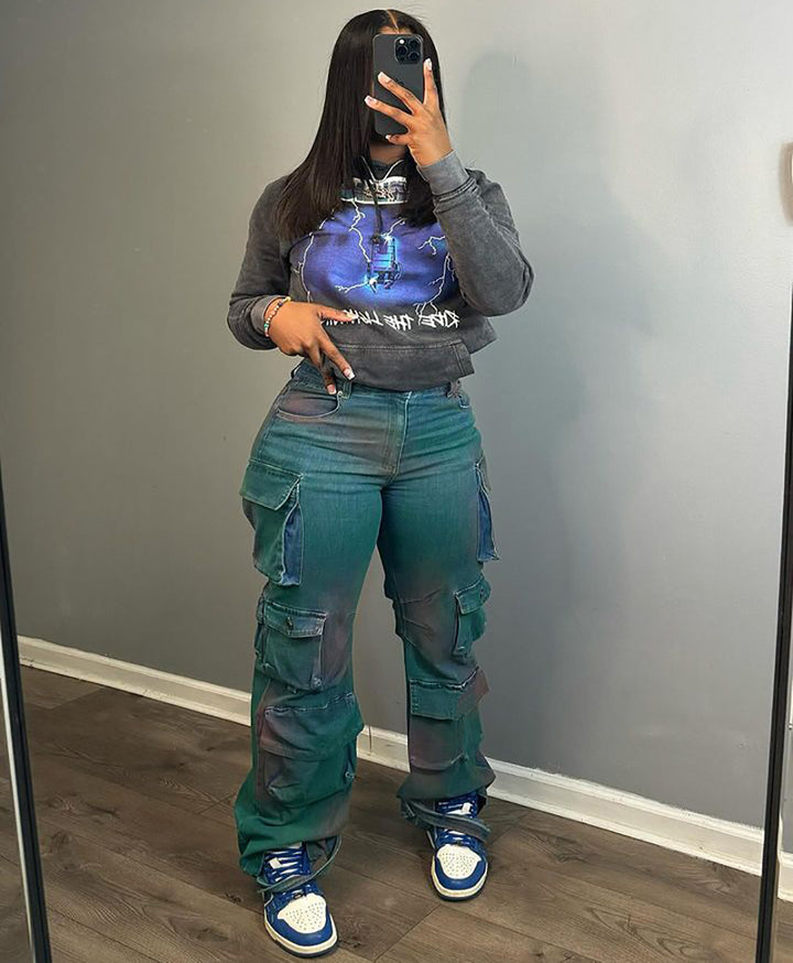 Tie-Dyed Jeans - Multi-Pocket Jeans - Shop Swazeyfit