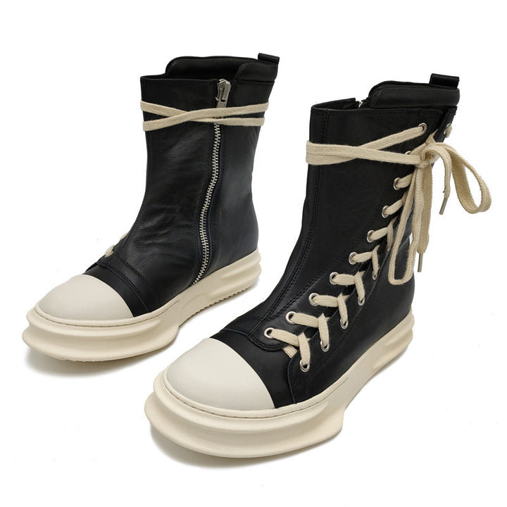 Lace-up Martin Heightening European And American Leather Boots