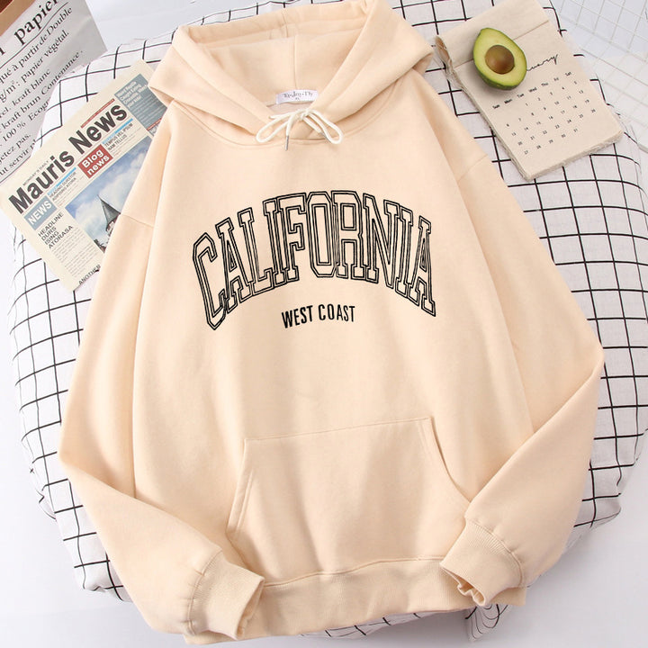 Couples European And American Solid Color Letter Print Sports Hoodie